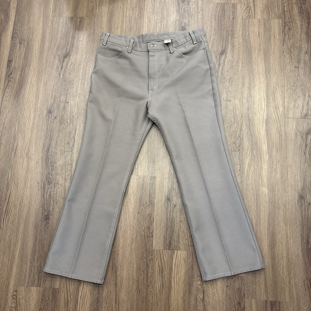 Levi's Black Tag Vintage 1970s Polyester Pants‎ W40 L30 Gray USA - Picture 2 of 16